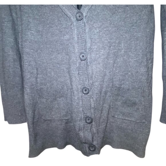 SO XL Gray Button-Down Boyfriend Cardigan Sweater Pockets Casual Cozy Comfort - Picture 5 of 7